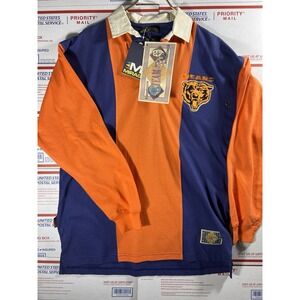 NWT Vintage 80s 90s Mirage NFL Chicago Bears Rugby Polo Shirt M Long Sleeve